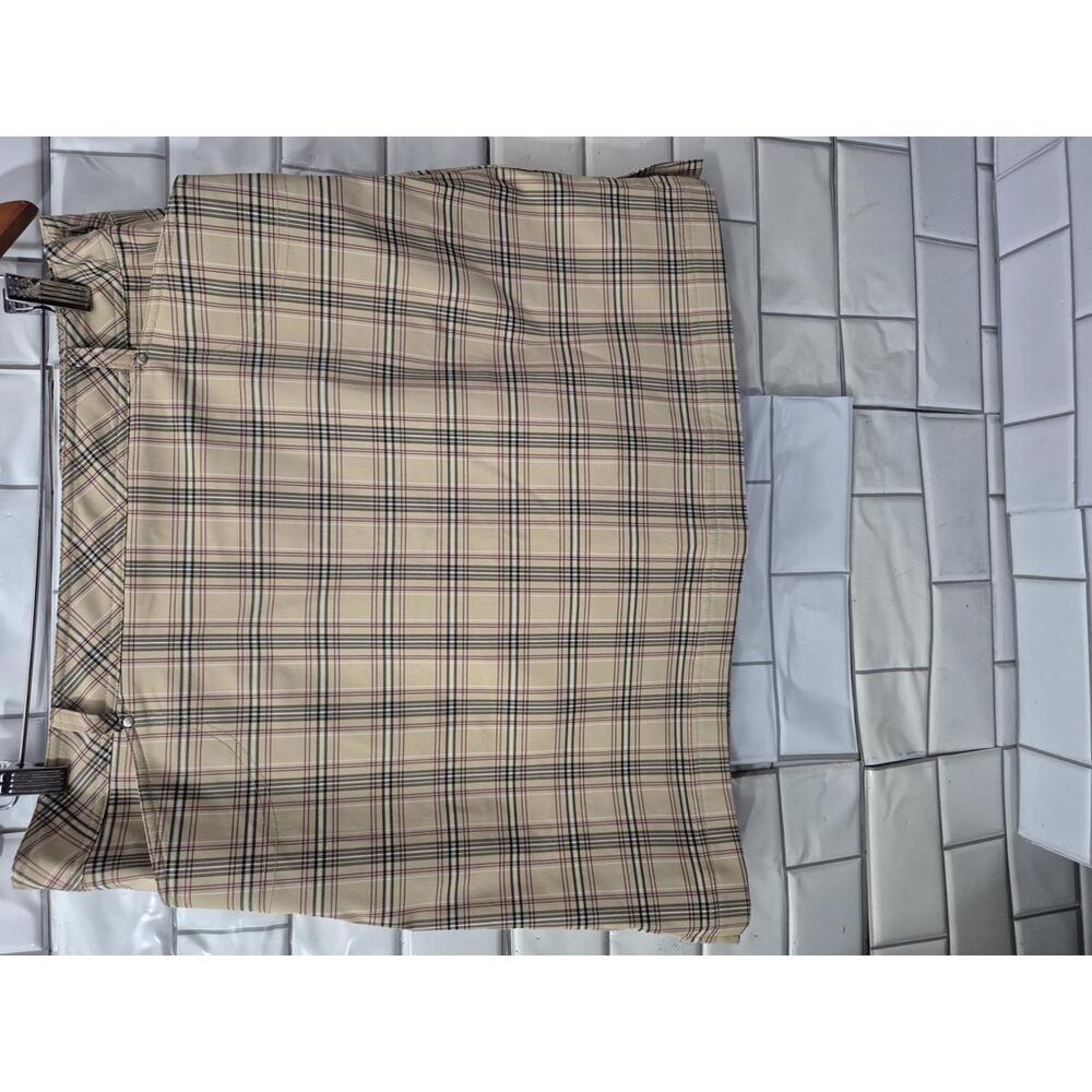 Nivo By Lanctot Ladies Golf Skort Beige Black Plaid Pockets 95/5%